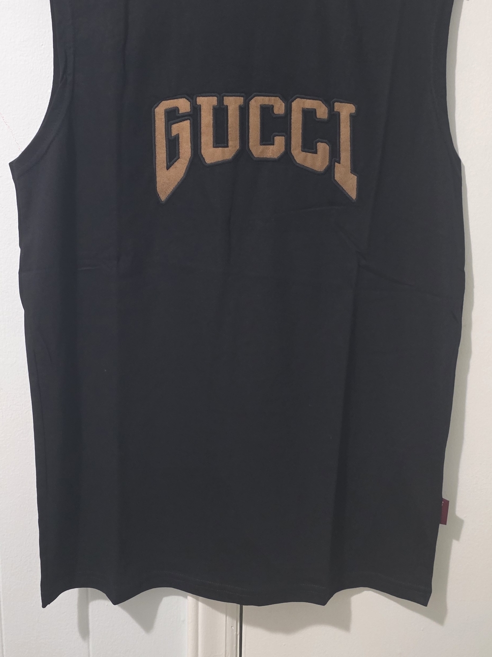 Gucci Black Tank with Brown Logo Applique
